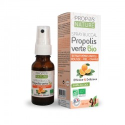 Spray buccal propolis verte bio, extrait pépins pamplemousse, miel et orange